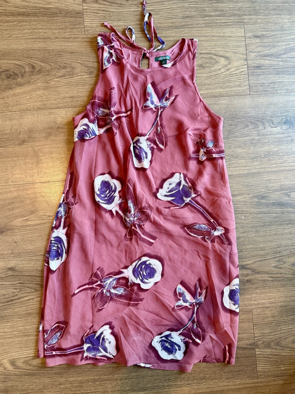 wild fable Rose-Print Sleeveless Mini Dress in Dusty Rose